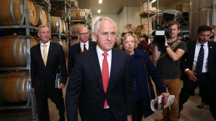 Prime Minister Malcolm Turnbull visited a winery near Launceston on Friday. Photo: Andrew Meares