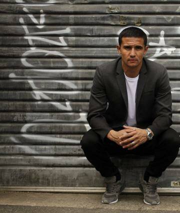 Back in town: Socceroos star Tim Cahill in Redfern on Wednesday. Photo: Kate Geraghty