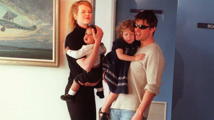 Nicole Kidman with then husband Tom Cruise, Connor and Bella in 1996.  Photo: Dean Sewell