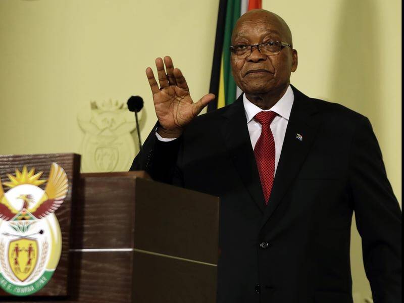 South African President Jacob Zuma as he addresses the nation in his resignation speech.