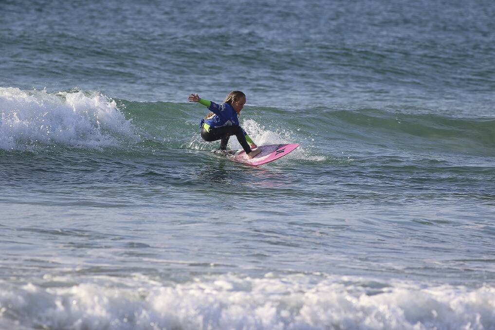 Talent: Shell Cove's Oceanna Rogers finished fourth in a very competitive under-12s division at the NSW Grommet Titles.