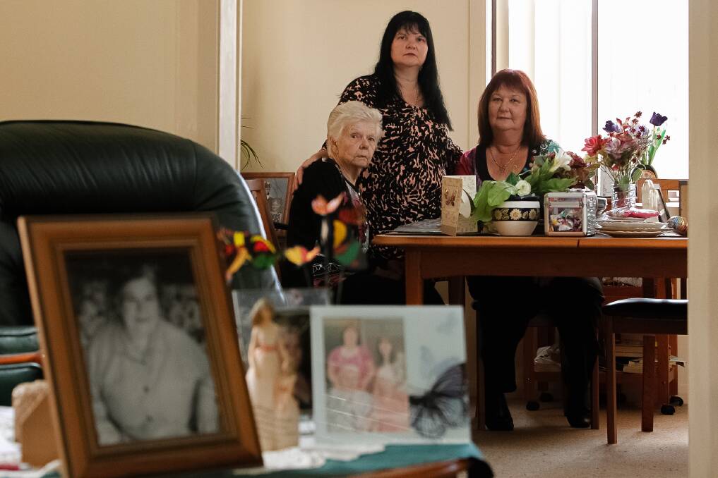 Plea: Gwynneville mother Daphne McCabe and her daughters Susan Brown and Maree Ellem say the death of family member Heather McCabe (pictured front) was avoidable. Picture: CHRISTOPHER CHAN