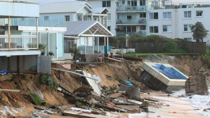 The scene on the Collaroy beachfront after the big storm.  Photo: Peter Rae
