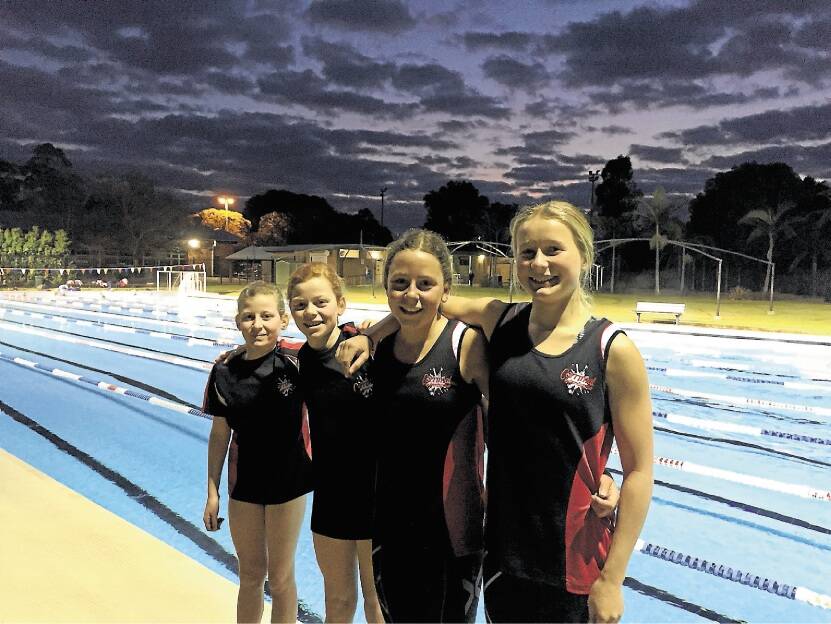 Ready to shine: Bridie De Lutiis, Jaimie De Lutiis, Zara Sharman and Kaimana Fittock are looking forward to the NSW State Age Swimming Championships.