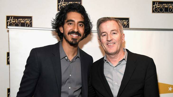 Dev Patel with Luke Davies at a screening of <i>Lion</i> in Los Angeles. Photo: Frazer Harrison/Getty Images