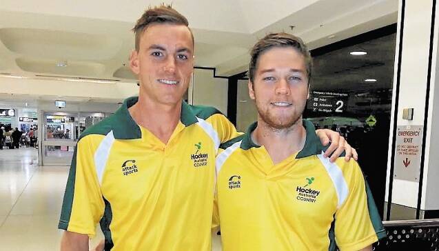 Illawarra hockey players Chris Whitehall (left) and Mitch Hurry represented Australian Country during a recent Asian tour.
