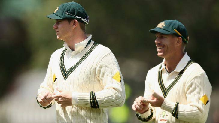 Wined and dined: Skipper Steve Smith and dedputy David Warner. Photo: Cameron Spencer