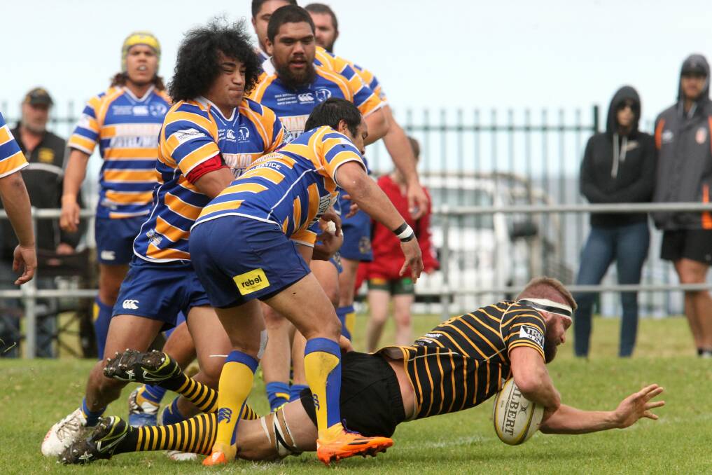 Camden's Mark Nightingale nails his team's second try against Avondale at the weekend. Picture: GREG TOTMAN