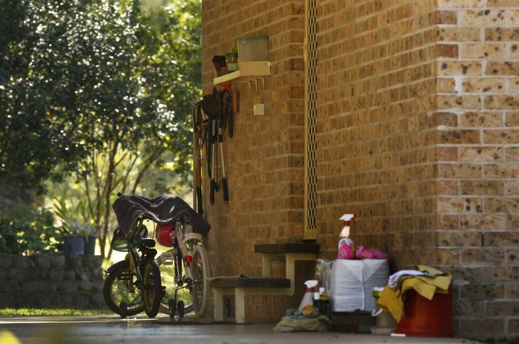 Bikes lean against the wall of the home of William Tyrell's grandmother. Photo: Kate Geraghty