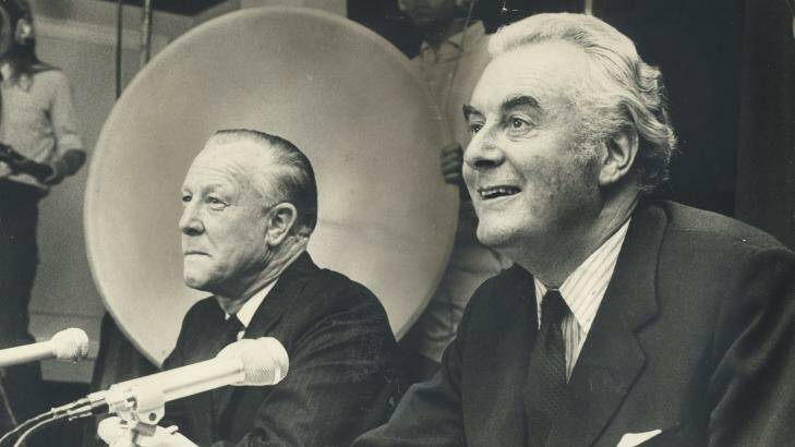 "The duumvirate": Deputy prime minister Lance Barnard, left, and prime minister Gough Whitlam after they were sworn in to office in 1972.