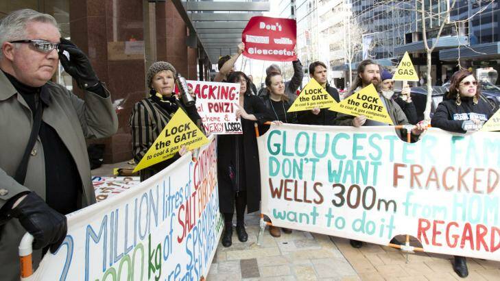 Protesters outside AGL's North Sydney offices. Photo: Louis Douvis