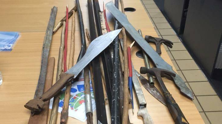 Items seized by police following a fatal brawl at Angurugu, on Groote Eylandt. 
 Photo: Northern Territory Police