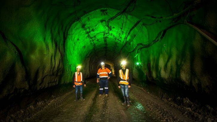 The tunnel leading to the lab, one kilometre underground. Photo: Justin McManus