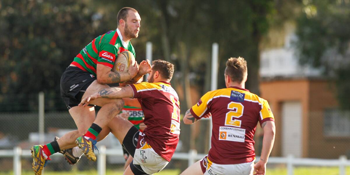Jarrod Schodde on attack for Jamberoo who went down to Shellharbour 36-4. Picture: CHRISTOPHER CHAN