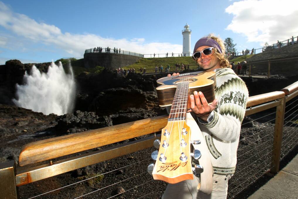 Ian King and his band, Kingdog & The Catz, will record a music video at some of Kiama's most iconic spots, including the blowhole, pictured, and Saddleback Mountain.Picture: GREG TOTMAN