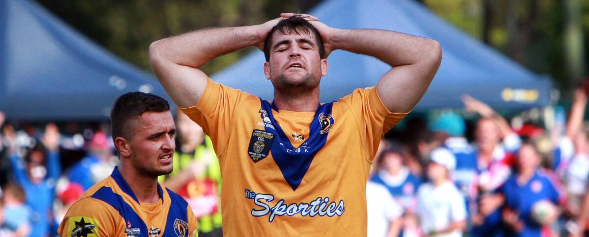 Warilla's Aaron Henry reacts after losing last year's Group Seven grand final to Gerringong. Picture: SYLVIA LIBER