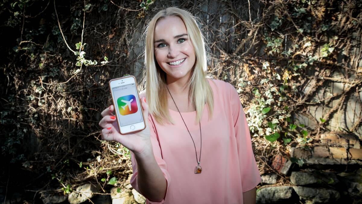 Amber Blumanis helped develop the Stopover app to enable people to meet in airports during long stopovers. Picture: ADAM McLEAN