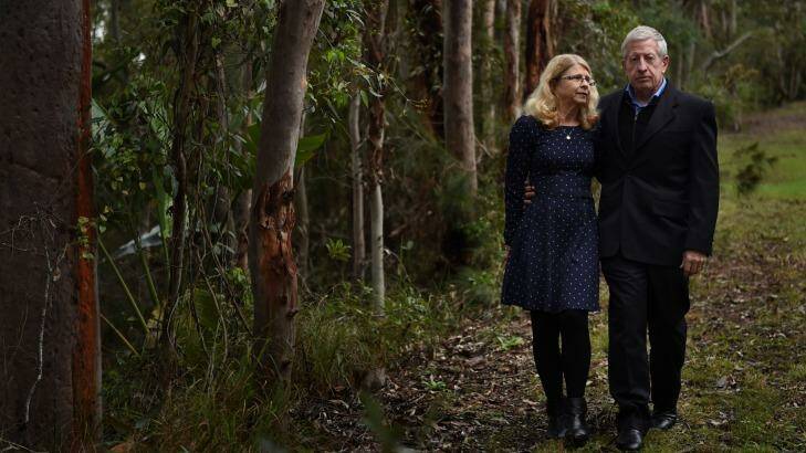 Faye Leveson, left,  and her husband Mark Leveson  in Bonnet Bay, Sydney.  Photo: Kate Geraghty
