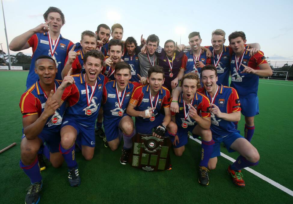 University celebrate a narrow victory over last year's champions Albion Park.Picture: ROBERT PEET