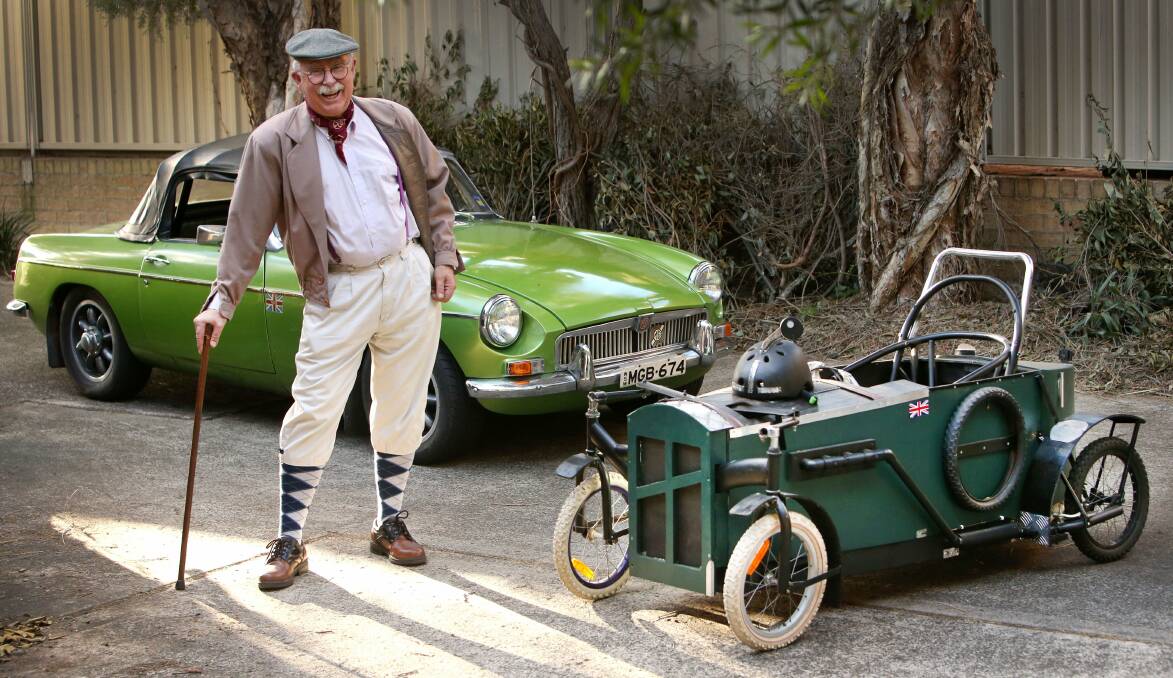 Architect Andrew Conacher as ex-colonel Archibald "Bumpy" Bumpstead and his MG billy cart. Picture: KIRK GILMOUR