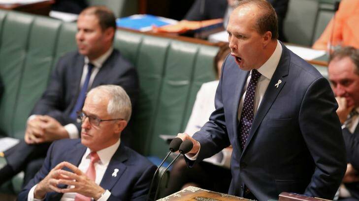 Peter Dutton made comments linking previous Lebanese migration with terrorism offences. Photo: Alex Ellinghausen