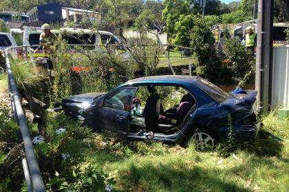 The vehicle involved in a crash at Green Point on the NSW Central Coast. Photo: CareFlight