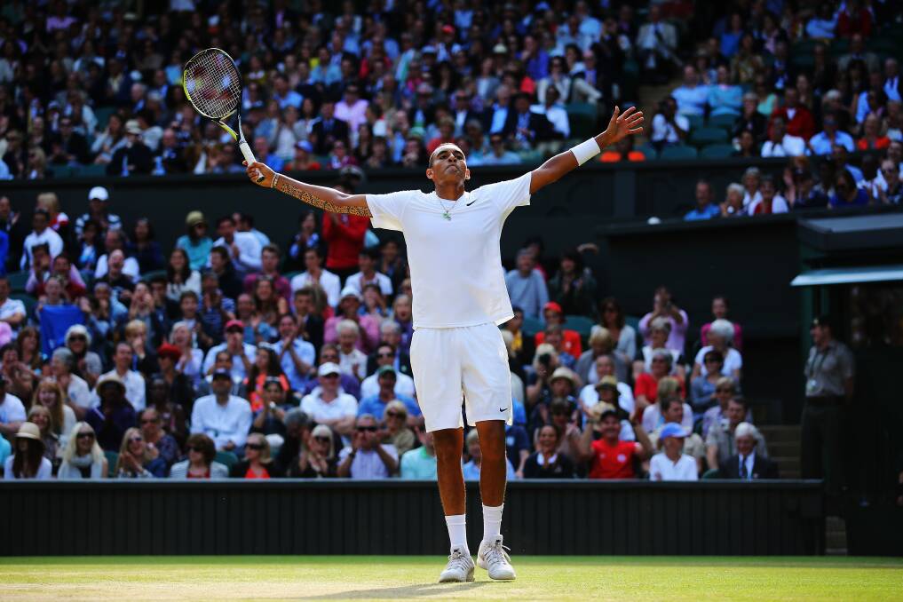 Nick Kyrgios acknowledges the crowd during his clash with Rafael Nadal. Picture: GETTY IMAGES