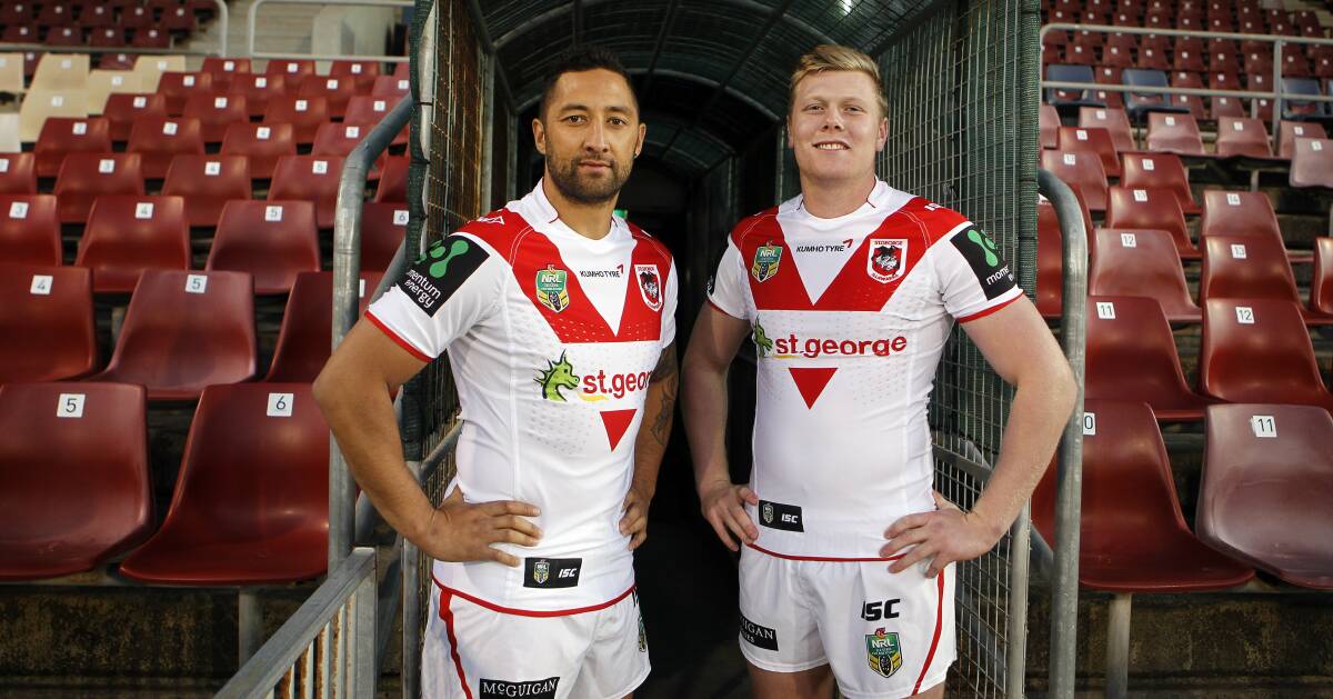 St George Illawarra halves Benji Marshall and Drew Hutchison are ready for the NRL finals starting against the Bulldogs on Saturday. Picture: SYLVIA LIBER