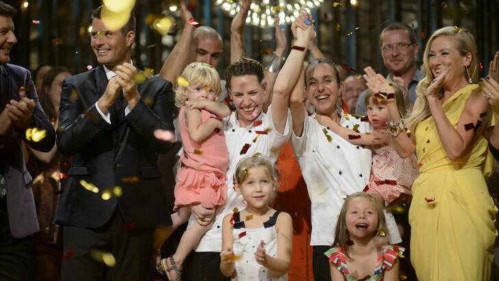 The South Australian mums: Bree and Jessica are the My Kitchen Rules Champions for 2014. Photo: Channel Seven