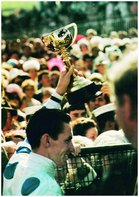 Roy Higgins soon after he won the Melbourne Cup on LIghtfingers in 1965.  Photo: Supplied