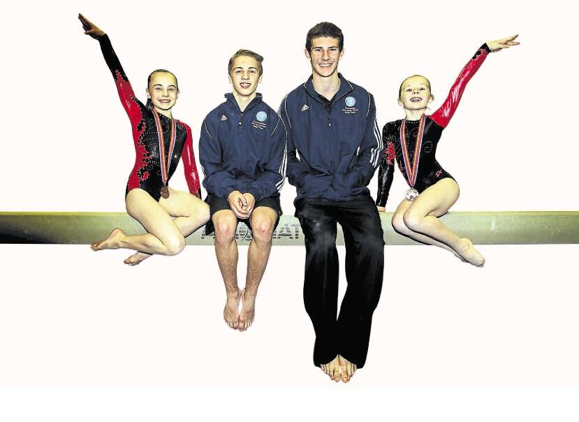 Top effort: Carmel and Co gymnasts (left to right) Olivia Falconer, Zac Paplauskas, Robert Fasone and Miranda Blades were in great form at the National Championships. Picture: SYLVIA LIBER