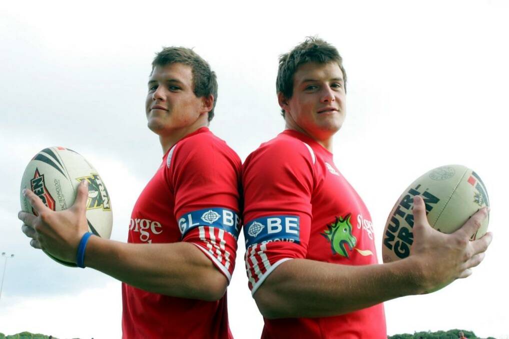 Brothers in arms: Brett and Josh Morris in 2007 as St George Illawarra teammates. Photo: Ken Robertson