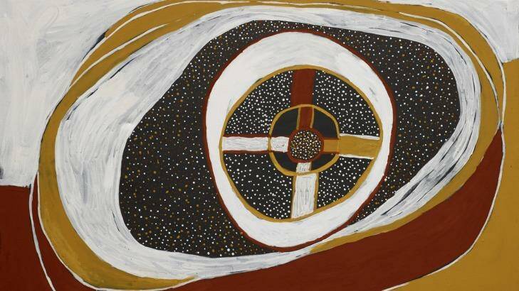 Timothy Cook Kulama 2011, natural pigments and acrylic binder on canvas 150 x 200cm  Photo: Collection of Seva Frangos, Perth
