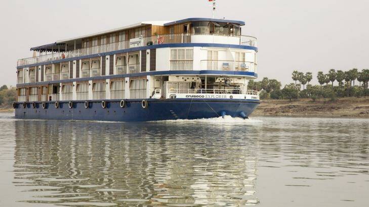 The Explorer motors down the Irrawaddy River, from Mandalay to Prome. Photo: Michele Mossop