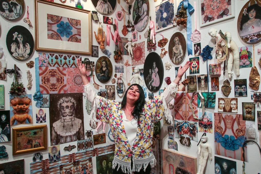 Positive thinking: Tania Maria Mastroianni with her exhibition at Wollongong City Gallery. Picture: ADAM McLEAN