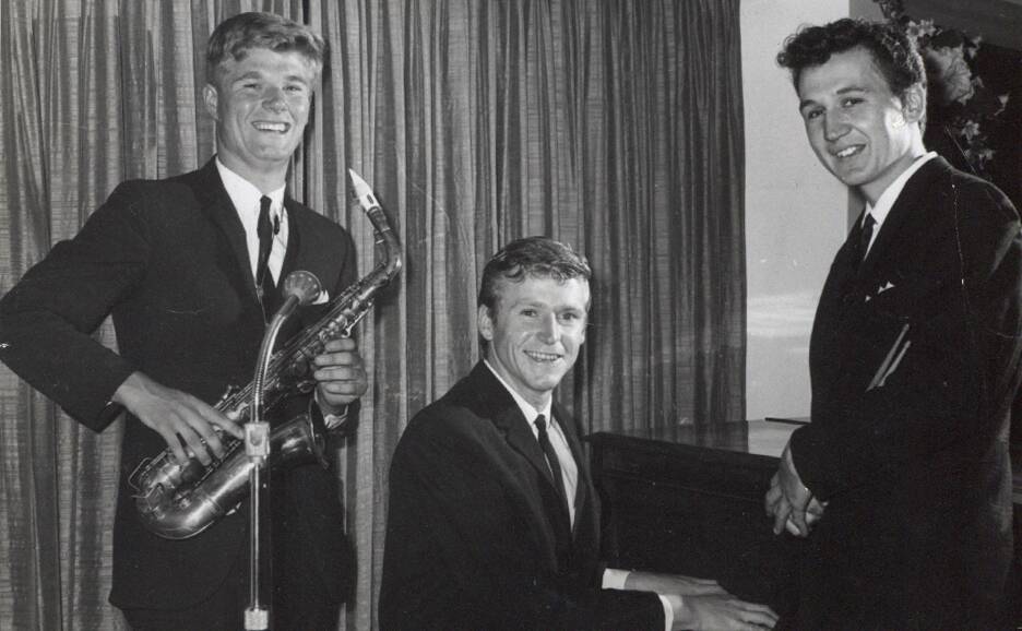 The Shalamars: Dave Scholes, John Henderson, Mick Chamberlain at a gig in Wollongong in 1965. Picture: SUPPLIED