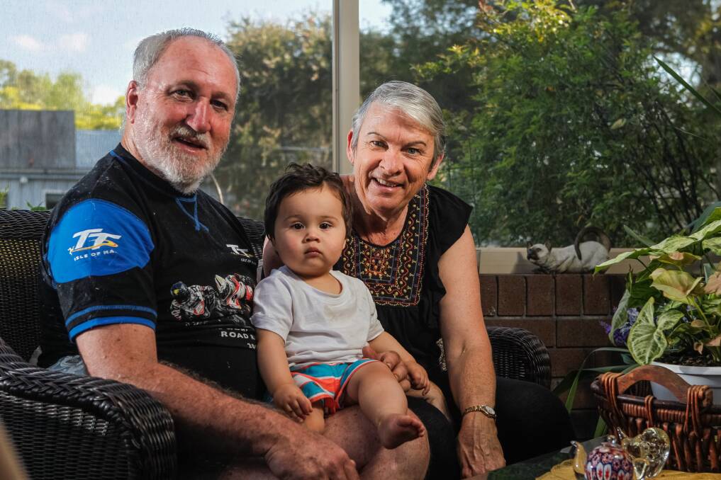 Eric and Louise Lemon with their grandson Malakai have collectively donated some 250 litres of blood, a gift of life they are happy to offer their community. Picture: CHRISTOPHER CHAN