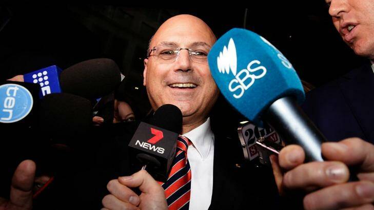 Senator Arthur Sinodinos outside ICAC last year. He was called to give evidence about Australian Water Holdings.  Photo: Rob Homer