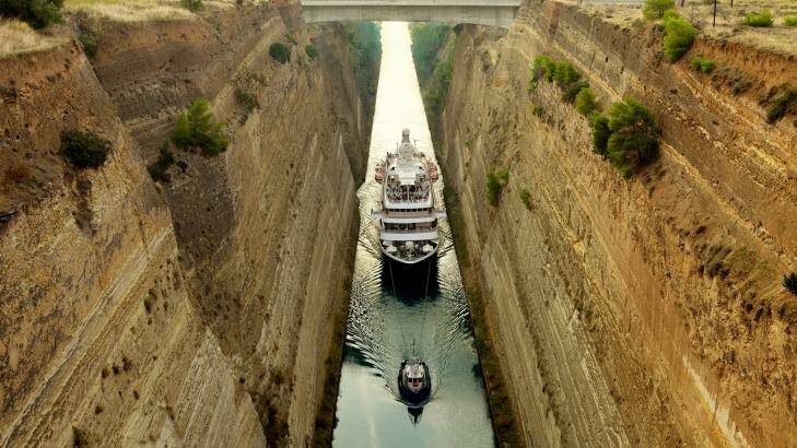 SeaDream yacht in the Corinth Canal. Photo: Supplied