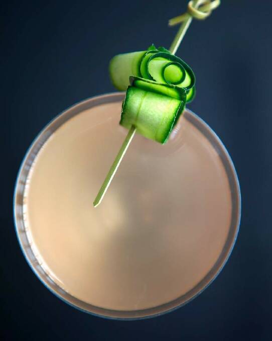 Matt Wilkinson's 'Winded cucumber' is on the menu at his Brunswick bar and is a martini-like summer cocktail <b><a href="http://www.goodfood.com.au/good-food/cook/recipe/winded-cucumber-cocktail-20151230-48eiw.html" target="_blank">(recipe here)</a></b>. Photo: Eddie Jim