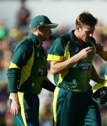 PERTH, AUSTRALIA - FEBRUARY 01:  James Faulkner of Australia is consoled by teamates as he leaves the field injured during the final match of the Carlton Mid One Day International series between Australia and England at WACA on February 1, 2015 in Perth, Australia.  (Photo by Matt King/Getty Images) Photo: Matt King