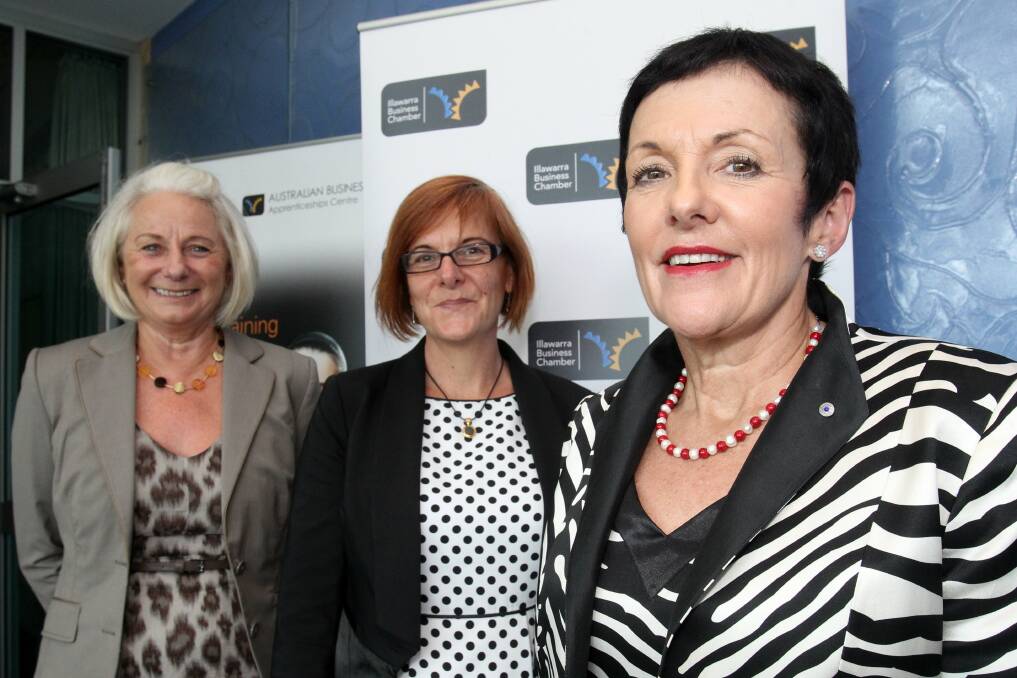 Business friendly: Sue Baker-Finch (left) and Deb Murphy with Kate Carnell, chief executive of the Australian Chamber of Commerce and Industry.Picture: GREG TOTMAN