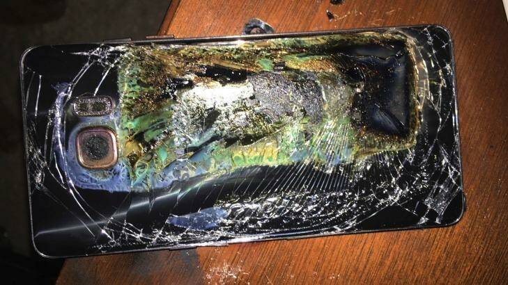 A damaged Samsung Galaxy Note 7 Photo: Shawn L. Minter