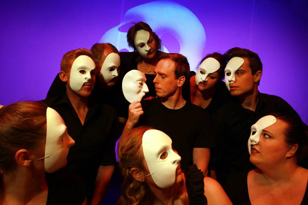 University of Wollongong student Kyle Nozza, centre, has landed the lead role in The Phantom of the Opera. Picture: SYLVIA LIBER
