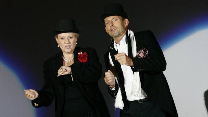 Happier times: Bishop and Abbott rehearsing for a 2007 charity fundraiser. Photo: Andrew Meares