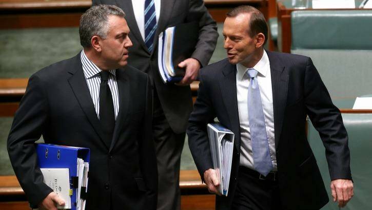 Prime Minister Tony Abbott says he and Joe Hockey haven't discussed the parliamentary friendship group for a republic, which the Treasurer will co-chair. Photo: Alex Ellinghausen