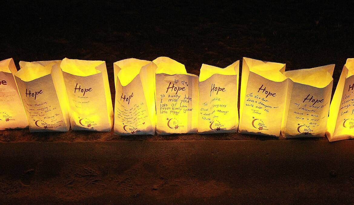 Lanterns at the ceremony for hope at last year’s Relay for Life. The event draws together many members of the community.