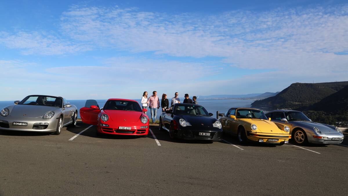 The fleet of Porsches at Bald Hill. Picture: GREG ELLIS