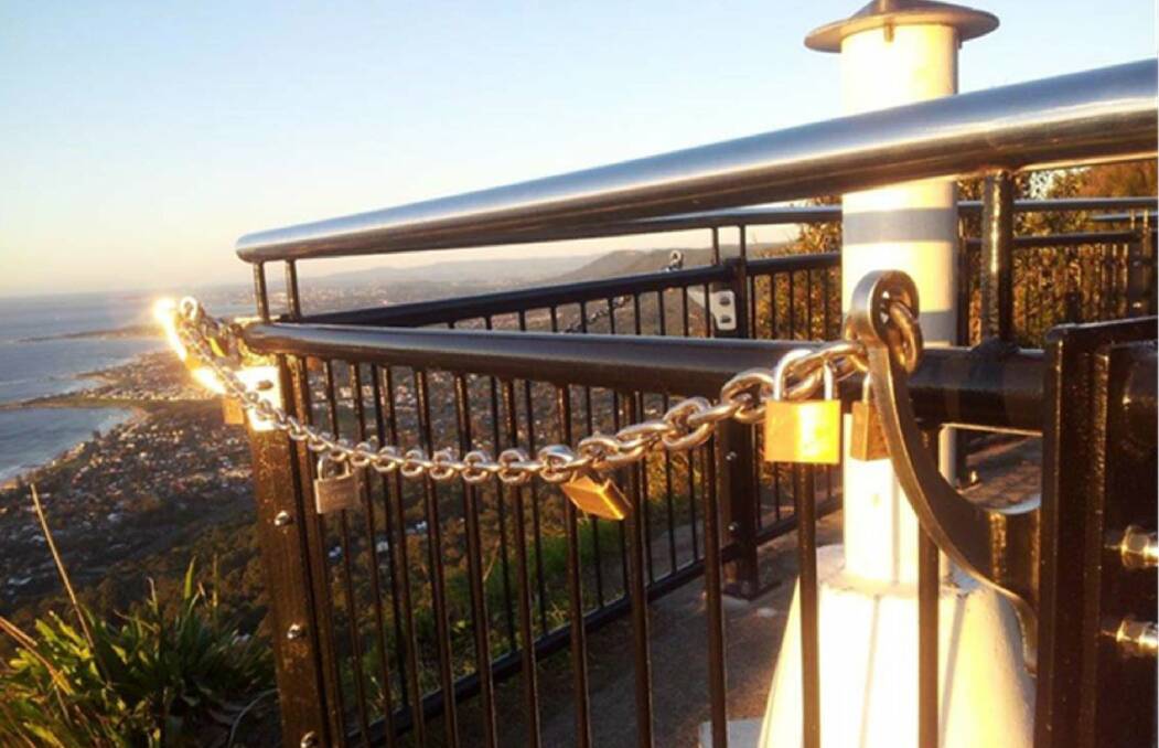 Chains of love:  Following the successful trial of the love lock chain installed at Sublime Point more may be rolled out at prominent sites such as Flagstaff Hill (below) or Sea Cliff Bridge along with a new sculpture.