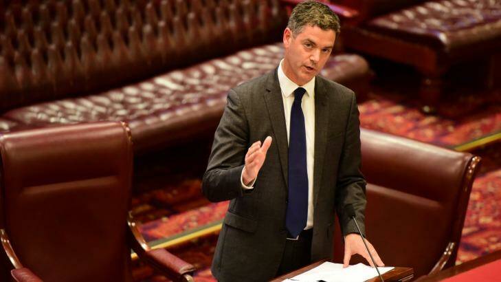 John Graham gives his maiden speech in the NSW Parliament upper house.  Photo: Wolter Peeters